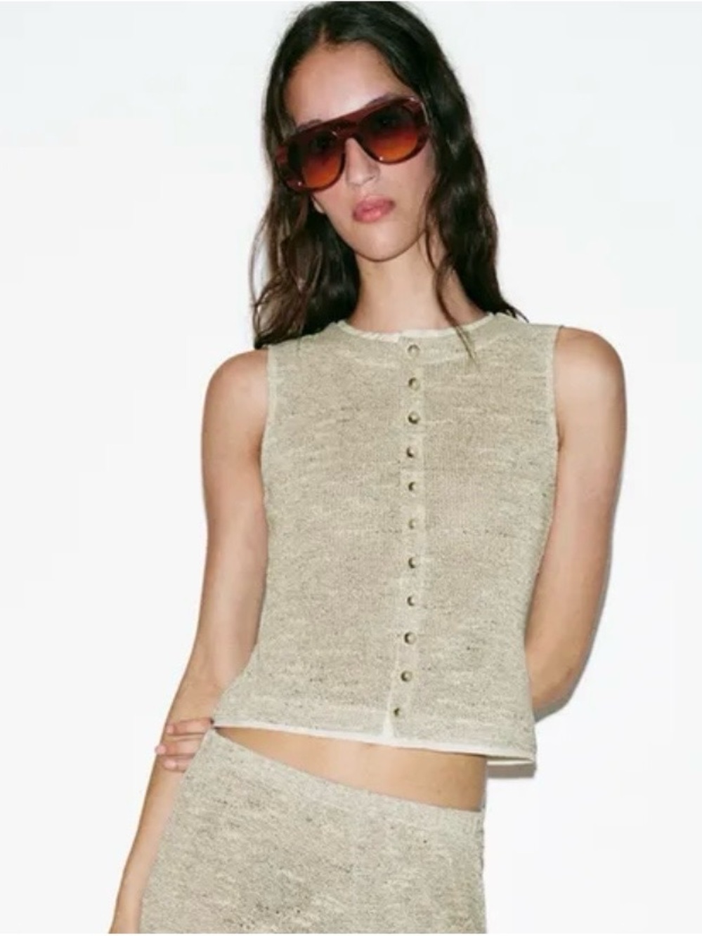 Zara BUTTONED WAISTCOAT TOP. Size Small. NWT